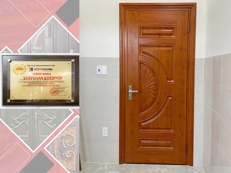 Mẫu cửa thép vân gỗ 1 cánh mới nhất