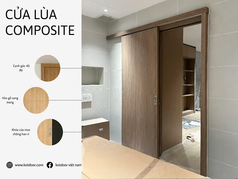 Mẫu cửa lùa nhựa composite giả gỗ hiện nay