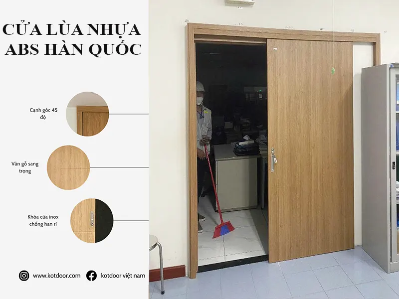 Mẫu cửa lùa nhựa giả gỗ đã lắp đặt tại công trình