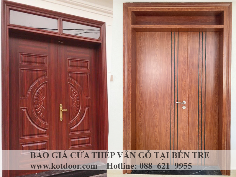 Báo giá cửa thép vân gỗ 2 cánh tại Bến Tre