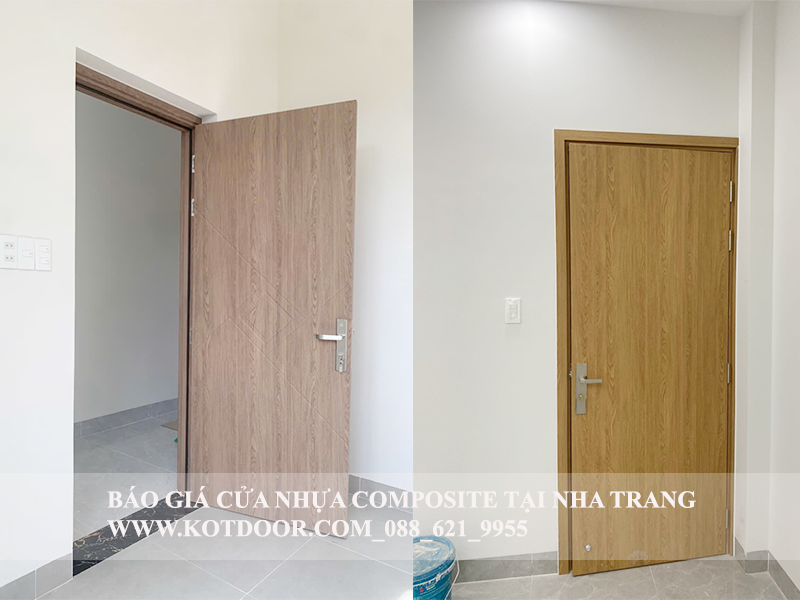 Mẫu cửa nhựa composite tại Nha Trang dòng phủ da