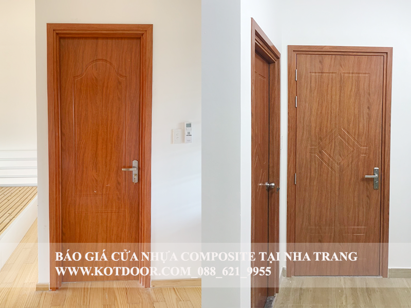 Mẫu cửa nhựa composite tại Nha Trang dòng sơn vân gỗ