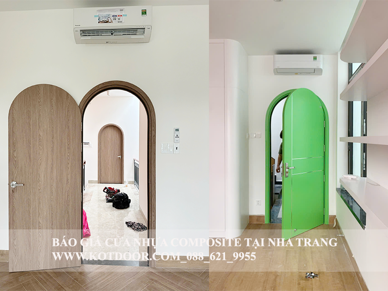 Mẫu cửa vòm nhựa composite tại Nha Trang dòng phủ da