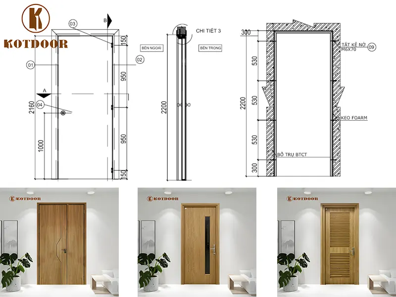 Tham khảo kích thước cửa nhựa composite thông thủy đẹp