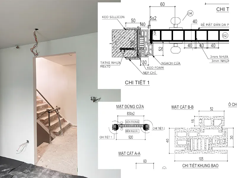 Thông số các hệ khung cửa nhựa composite tương đương với độ dày tường hoàn thiện