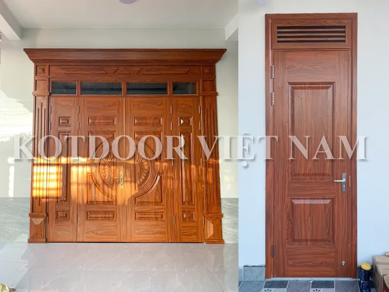 Hình ảnh hoàn thiện cửa thép vân gỗ tại Dắk Lắk Hình ảnh hoàn thiện cửa thép vân gỗ tại Dắk Lắk
