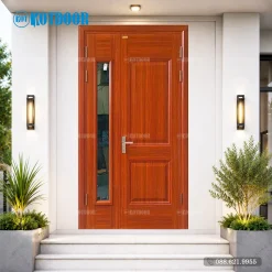 Cửa Thép Vân Gỗ 2 Cánh Lệch KG-21.06.K