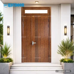 Cửa Thép Vân Gỗ 2 Cánh Lệch KG-21.08.P-1TK