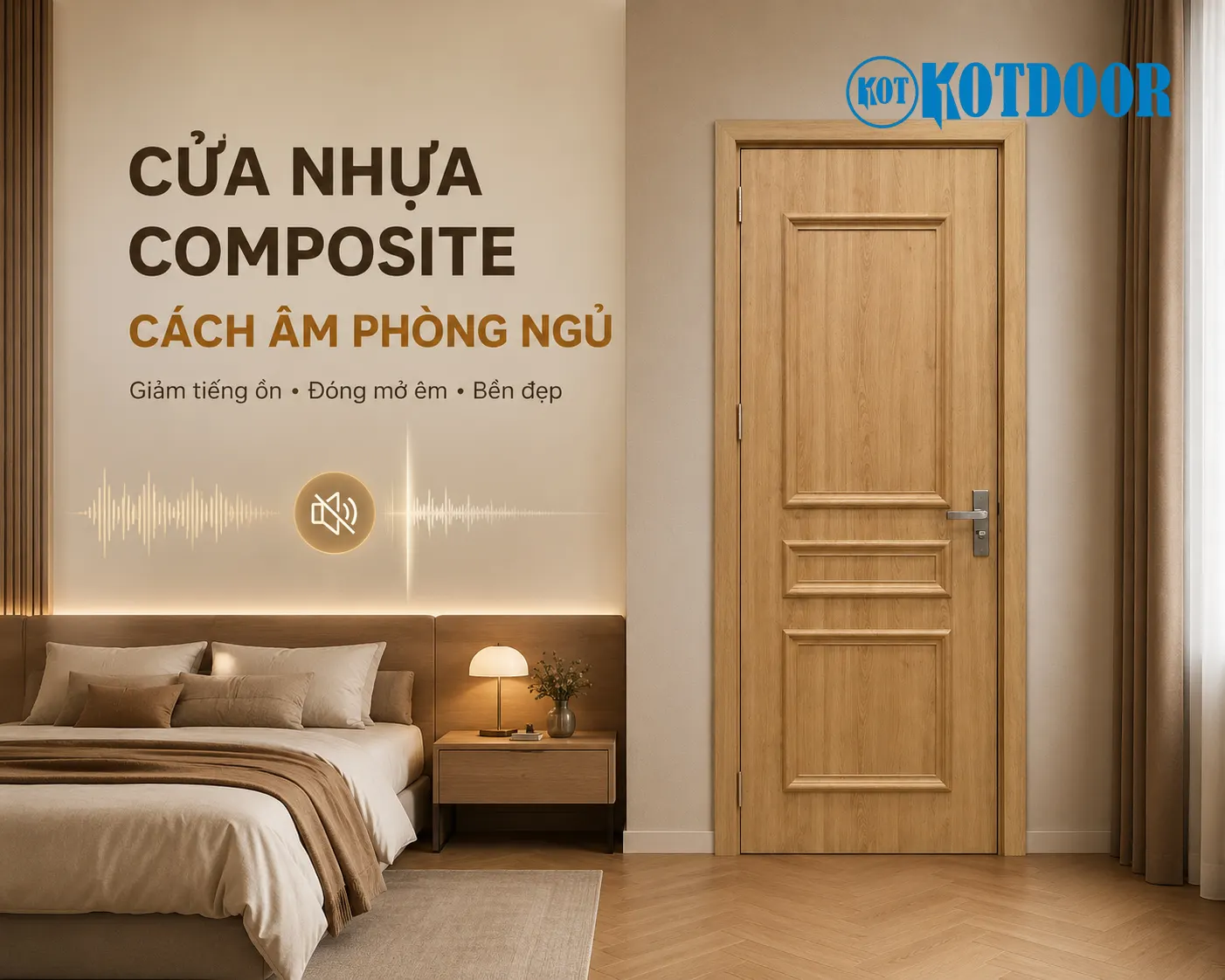 Cửa nhựa composite cách âm phòng ngủ