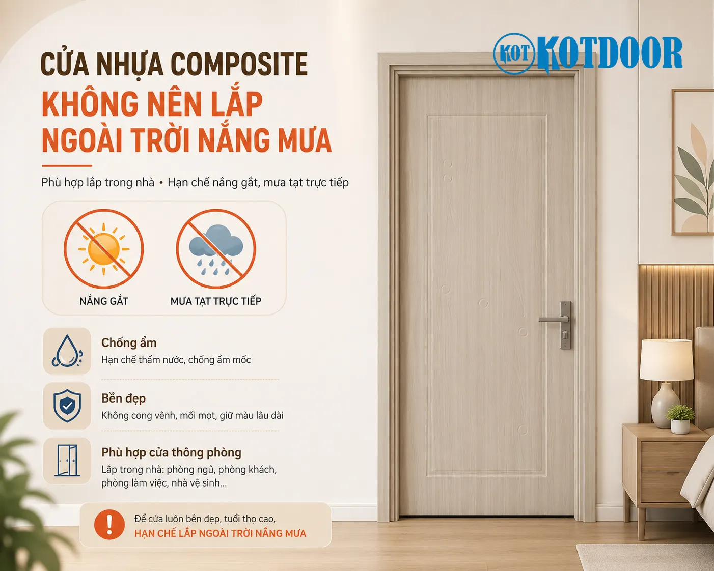 Cửa nhựa composite không nên lắp ngoài trời